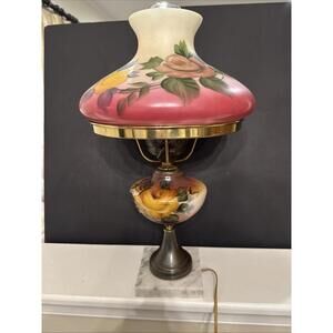 Vintage Gone with the Wind Hurricane Parlor Lamp Milk Glass 3 Way Light 20” Tall